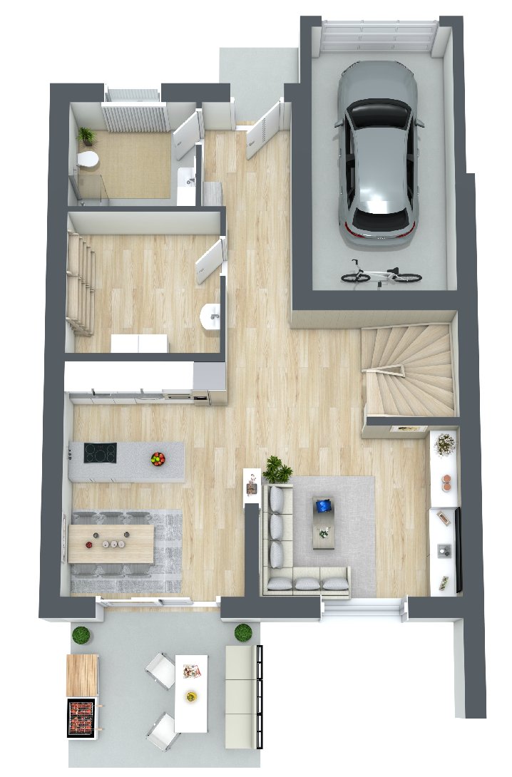 3D Grundriss Erdgeschoss