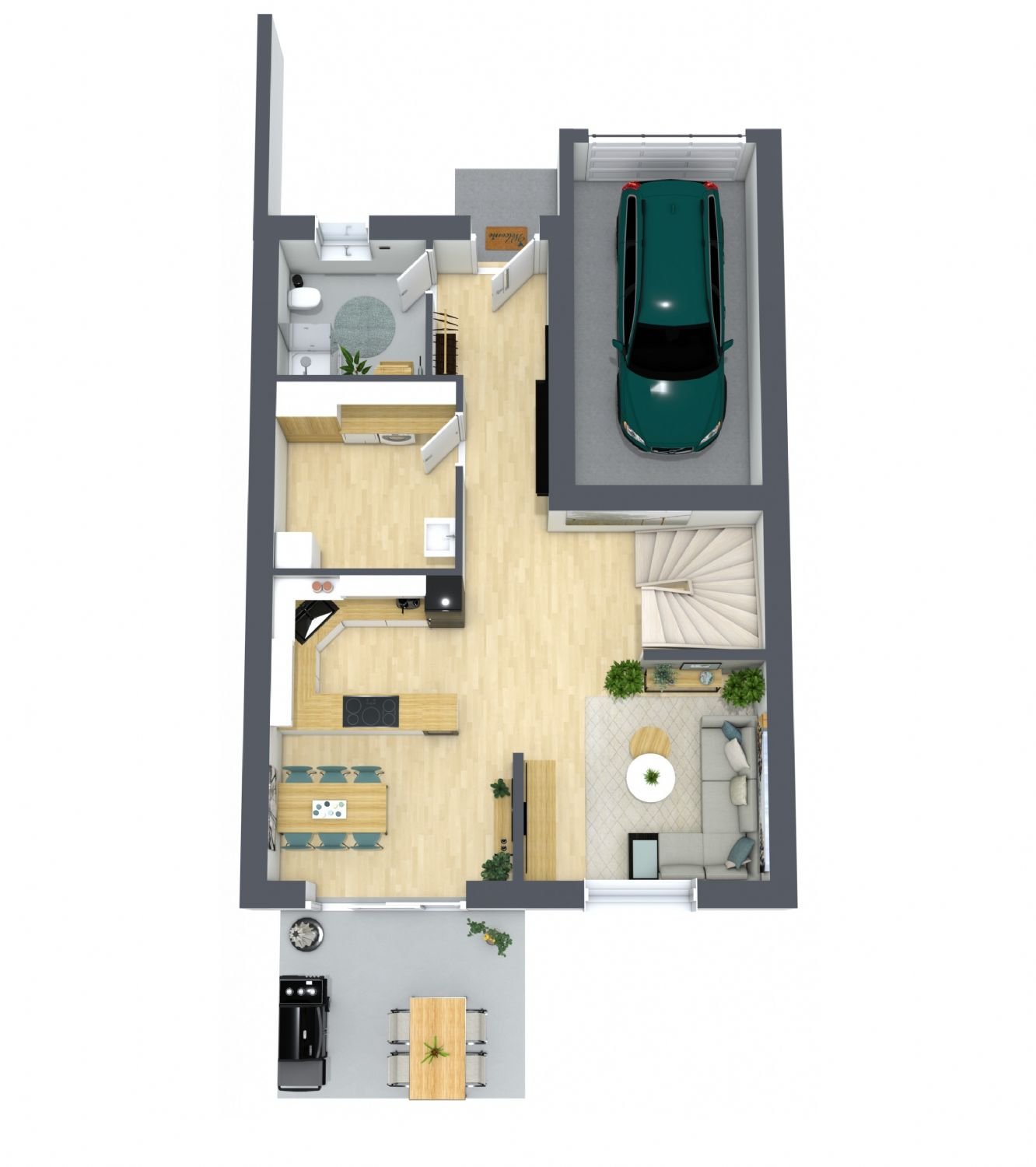 3D Grundriss Erdgeschoss