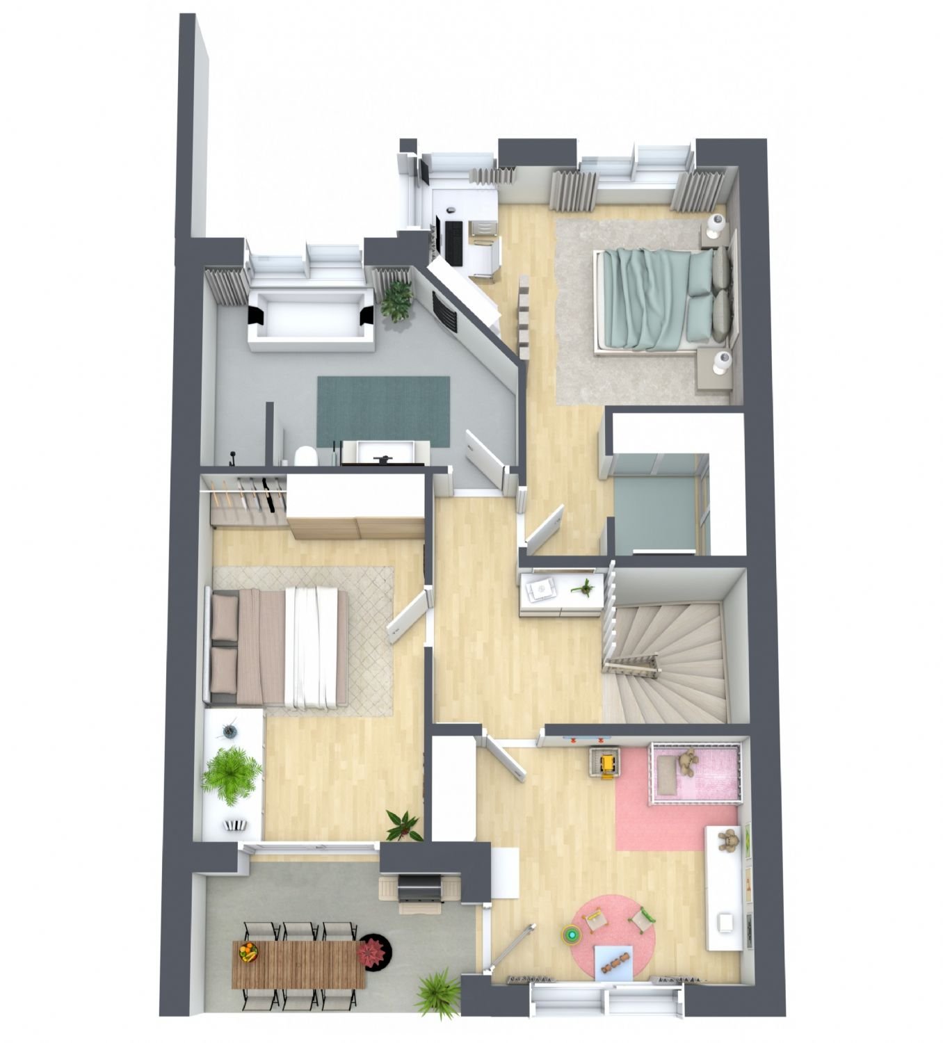 3D Grundriss Obergeschoss